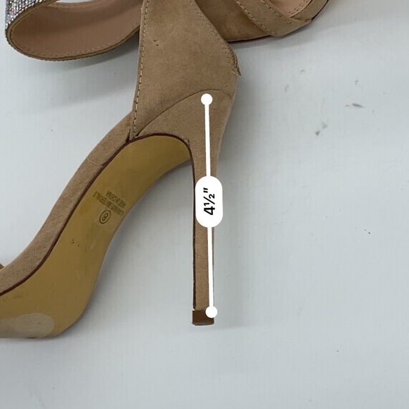 Olivia Ferragamo High Heels Stilettos Crystal Jeweled Ankle Strap Tan Womens 8 - Picture 9 of 17